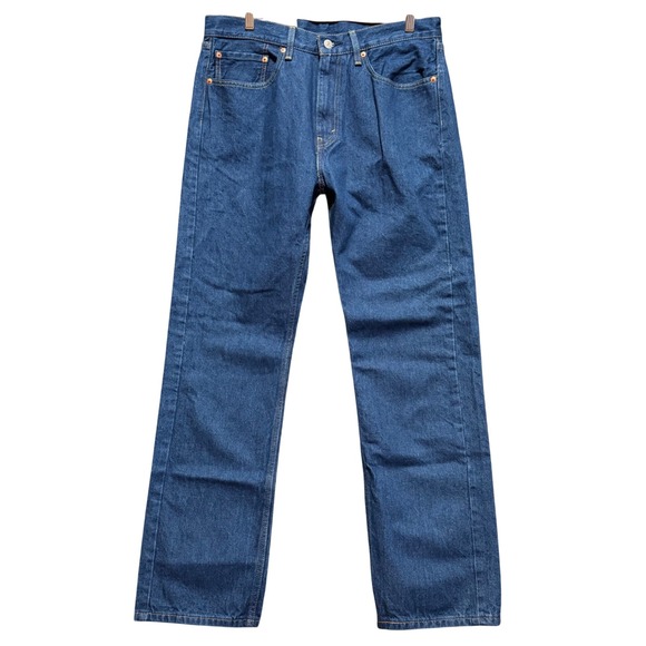 Levis 505 Regular Jeans Mens 34x32 Blue Denim 100% Cotton Straight Fit - Picture 2 of 11